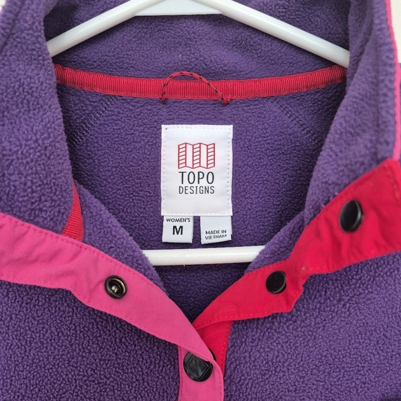 Topo Designs Women’s Polartec Purple & Pink Fleece Pullover - Size M - Picture 3 of 5